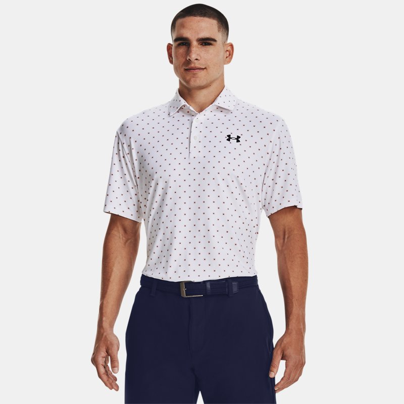 Men's Under Armour Playoff 3.0 Printed Polo White / Pink Fizz / Midnight Navy L